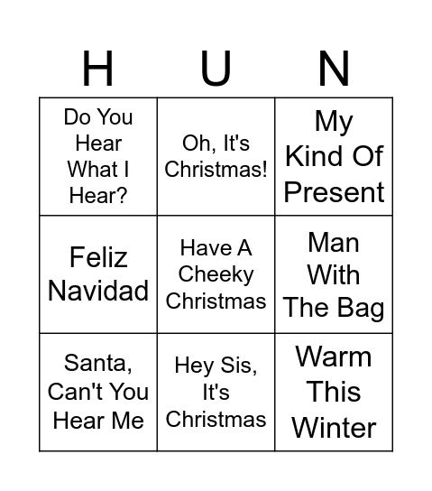 It's Christmas Hun! Bingo Card