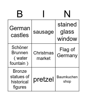 Germany Bingo Card