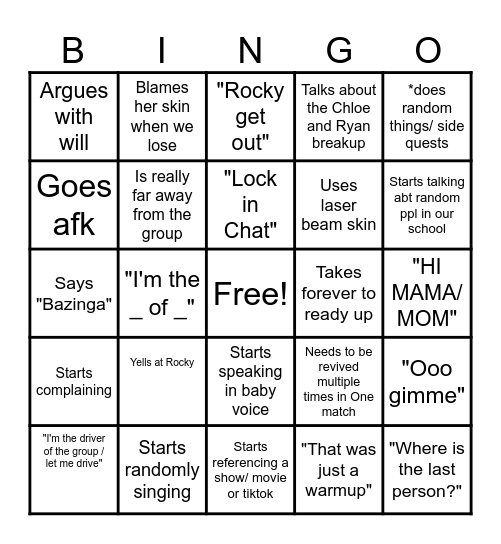 Lenny Bingo Card Bingo Card