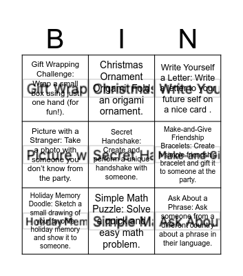 party bimgo Bingo Card