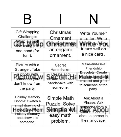 party bimgo Bingo Card