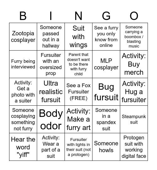 Furcon Bingo Card