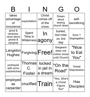 "On the Road" Bingo Card