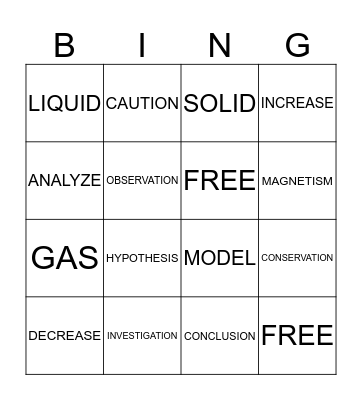 VOCABULARY BINGO Card