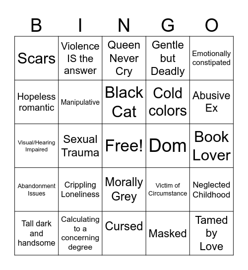 Mal OC Bingo Card