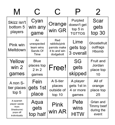 MCC Party 2 Bingo Card