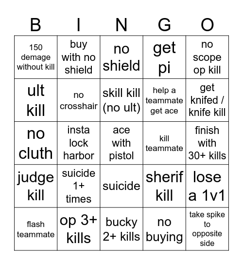 Valorant Bingo (With Friends) Bingo Card