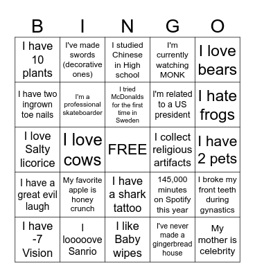 CC: HUMAN BINGO Card