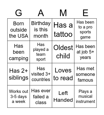 DENVER BOOTCAMP Bingo Card