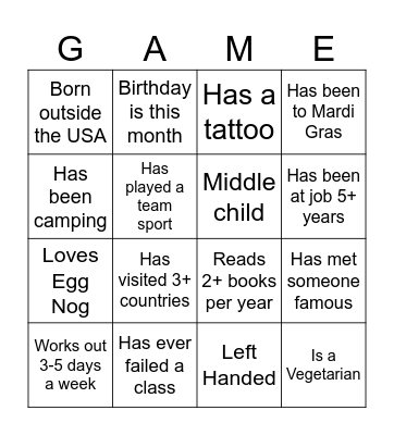 NOLA BOOTCAMP Bingo Card