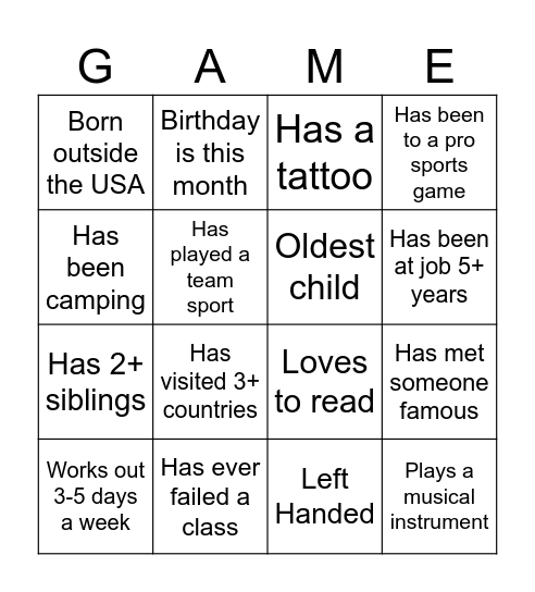 DENVER BOOTCAMP Bingo Card