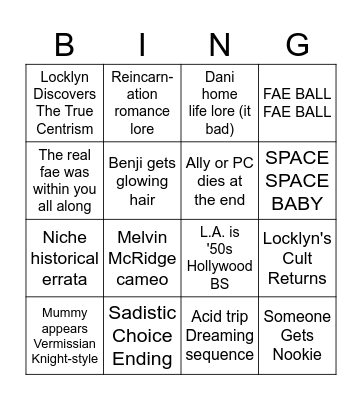 Changeling Endgame Bingo Card