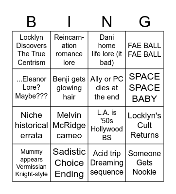 Changeling Endgame Bingo Card