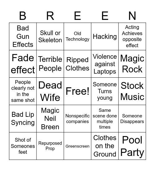 BREEN-Go Bingo Card