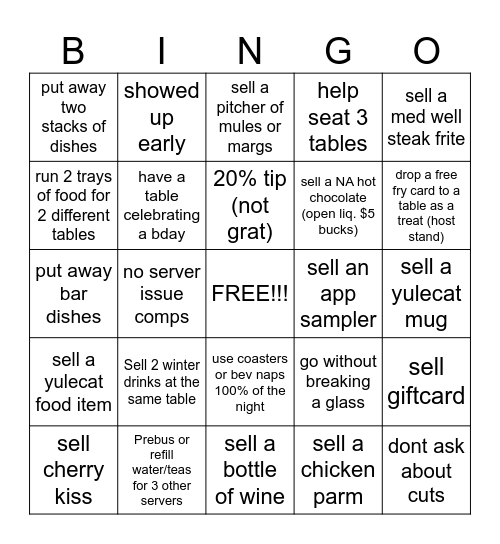 SERVER BINGO Card