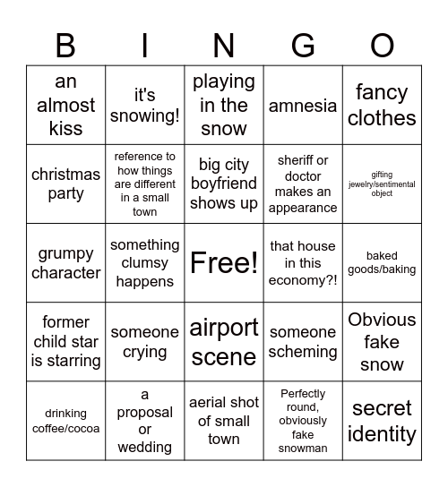Christmas Cliche Bingo Card
