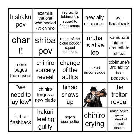 kagurabachi chapter 60 Bingo Card