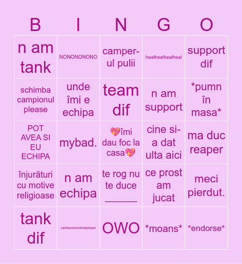 OW cu AlexandruVtm69 Bingo Card