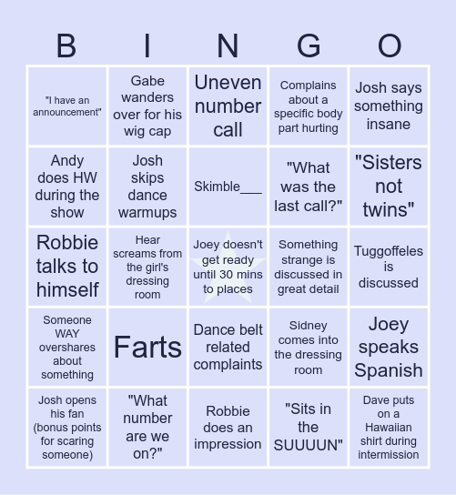 BOY Bingo Card