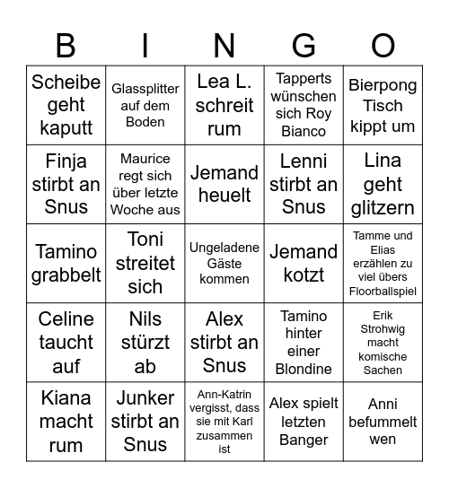 Junker & Kiana Bingo Card