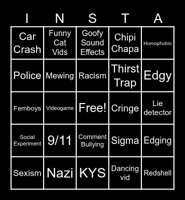 Another Instagram Reels Bingo Card Bingo Card