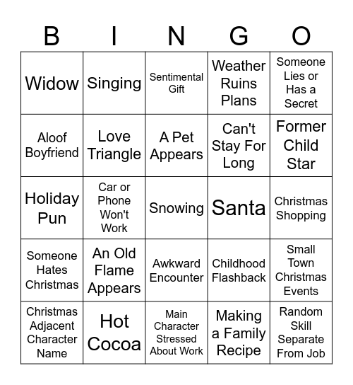 HALLMARK CHRISTMAS TRASH Bingo Card