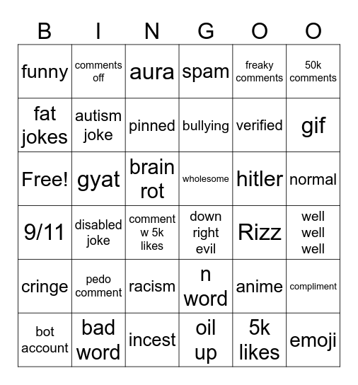 Ig reels bingo Card