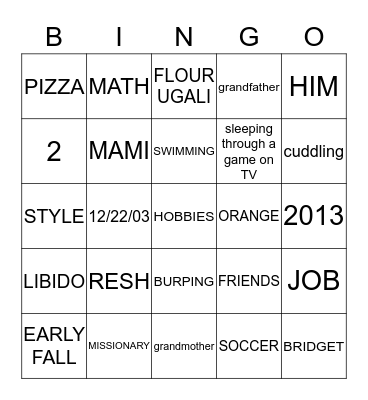 MARTIN & ANNETTE Bingo Card