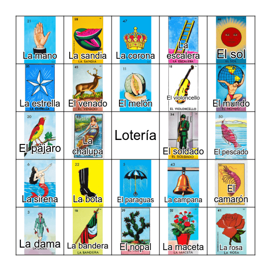 Lotería mexicana Bingo Card