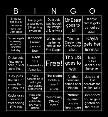 The Year of 2025 Bingo Card