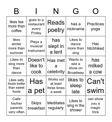 People Bingo_1 Bingo Card