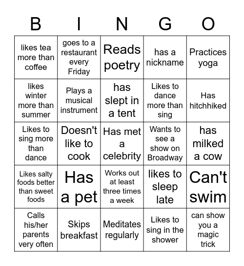 People Bingo_1 Bingo Card