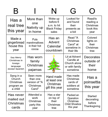 Family Christmas Bingo 2024 Bingo Card