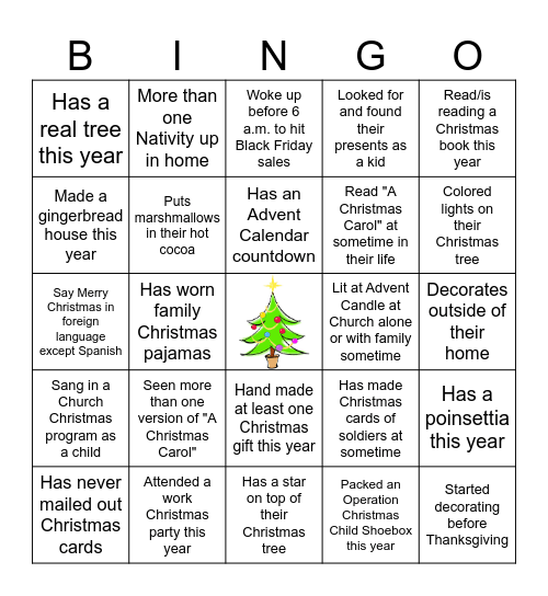 Family Christmas Bingo 2024 Bingo Card