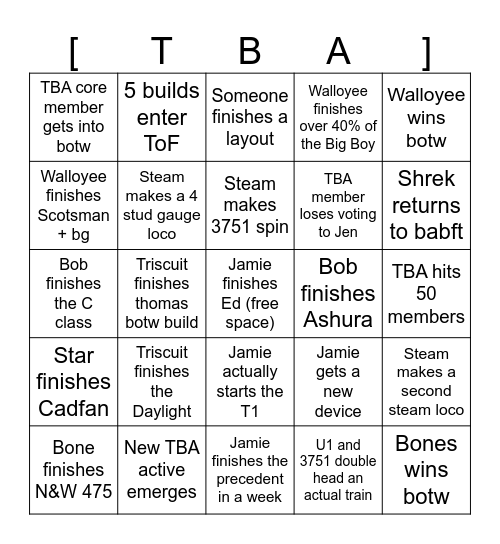 TBA 2024 Bingo Card