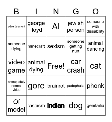 instagram reels Bingo Card