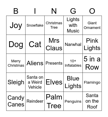 Christmas Light Bingo Card