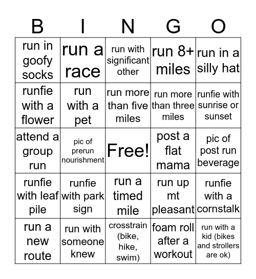 September Fall into Shape Challenge Bingo Card