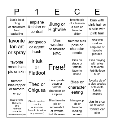 P1Harmony or fortnite Bingo Card
