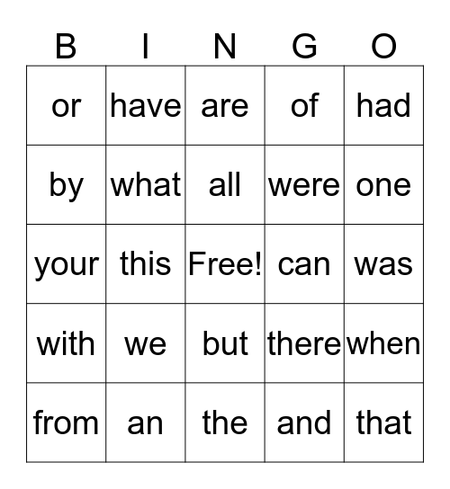 Ava's Bingo Card