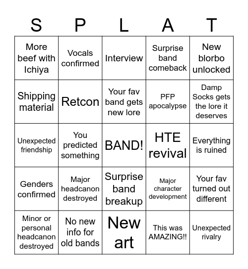 Bankara Walker Bingo Card