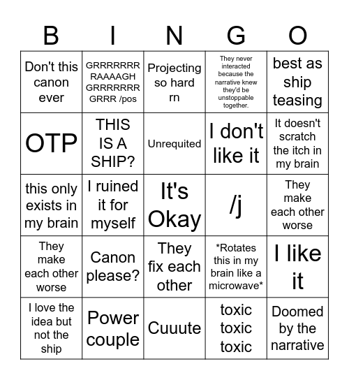 SHIP BINGO Card