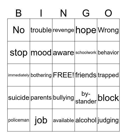 Keeping Kids Safe Bingo Card