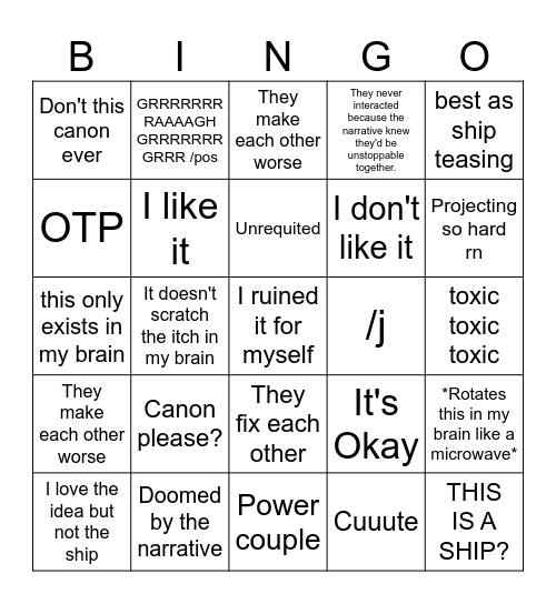 SHIP BINGO Card