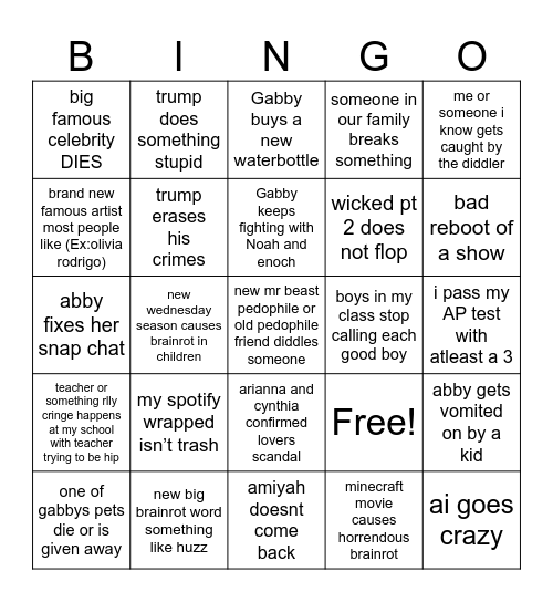 2025 bingo Card