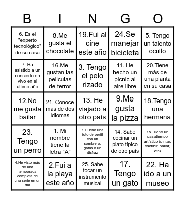 BINGO PERSONALIZADO Bingo Card
