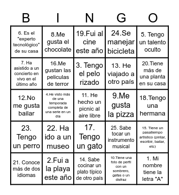 BINGO PERSONALIZADO Bingo Card