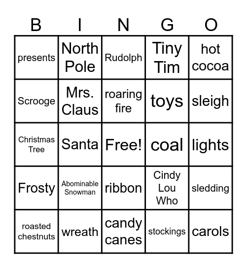 CHRISTMAS BINGO Card