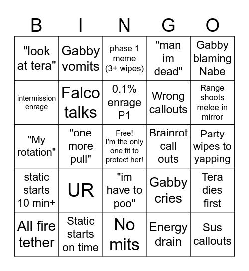 FRU bingo Lalafell kidnappers Bingo Card