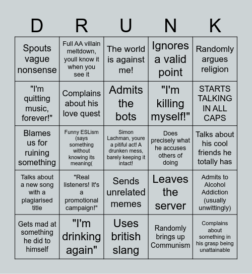 SIMON LACHMAN'S FOOKIN BIBLICAL BREAKDOWN  BINGO 2 Bingo Card